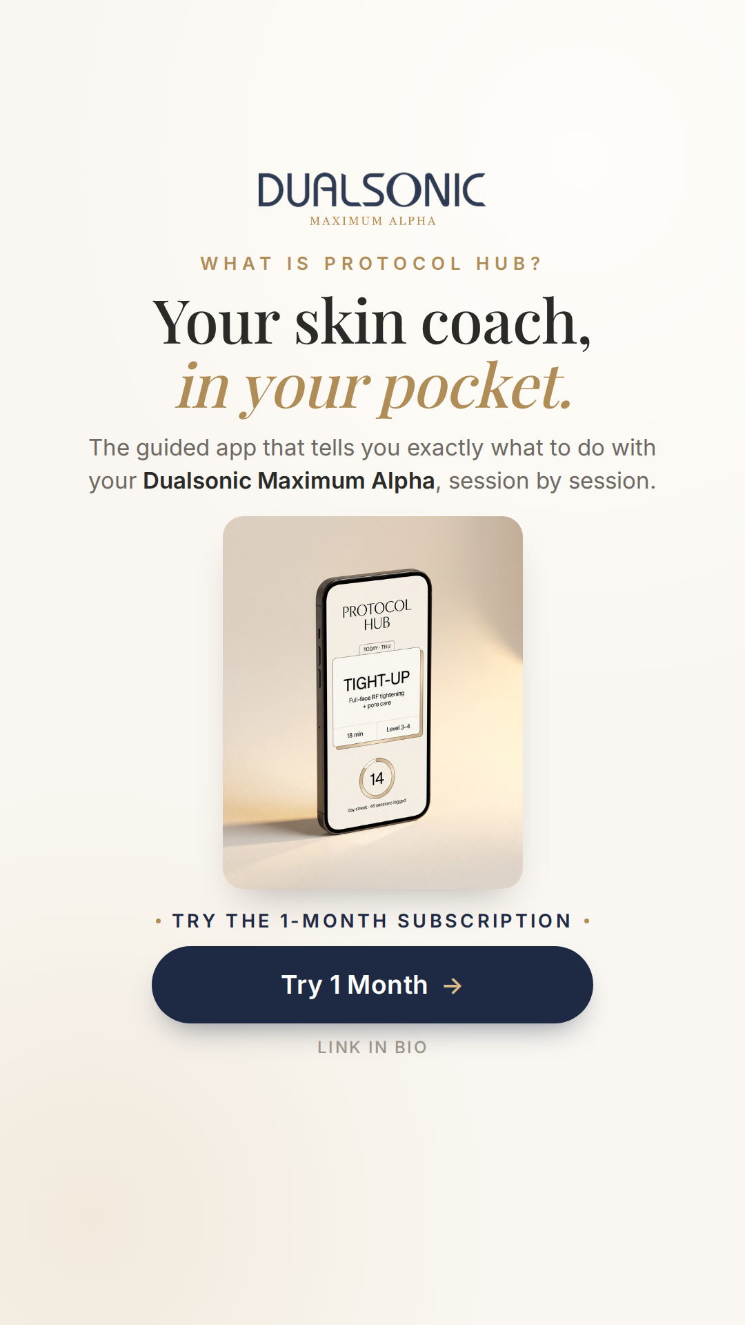 Protocol Hub: la app de skin coach personal para Dualsonic Maximum Alpha, sesión guiada en el móvil